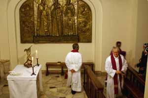 Before morning Mass in the Chapel  of the Patron Saints of Europe