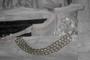 Skull under the book - Statue of St Peter of Alcantara